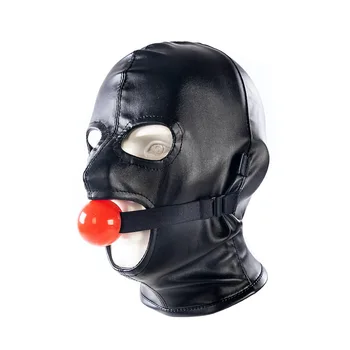 Čierna Odnímateľná Očná Maska Úst Loptu Full-Inclusive Pokrývky Hlavy, Maska Kožené Masku Na Tvár Otroctva Nastaviteľné Dospelých Hry Flirt Nástroje.