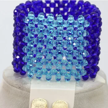 Módne Nigéria Svadobné afriky korálky šperky set Kráľovská Modrá Ručné Crystal Svadobné šperky Sady doprava Zadarmo HX980