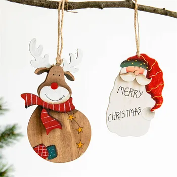Drevený Mini Vianočný Stromček Jeleň Elk Visí Prívesok Ozdoby Vianočné Domova Vianočné dekorácie pre domov ornament орнамент