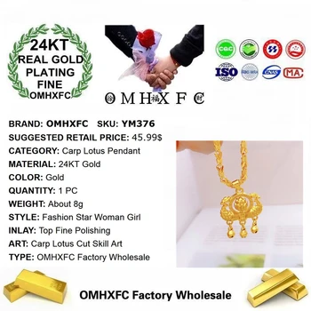 OMHXFC Šperky Veľkoobchod YM376 Európskej Módy Jemné Žena, Dievča Strany, Narodeninám, Svadobný Dar Kapor Lotus 24KT Zlatý Prívesok Charm