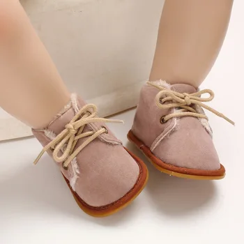 Detská obuv zimná lotus root ružová mužov a ženy, baby, teplé topánky gumy-soled protišmyková obuv 0-1 rok starý batoľa topánky