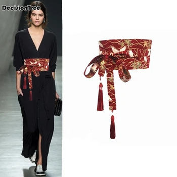 2021 veľké femme kimono pre ženy šaty, kožené obväz luk pútko ceinture veľké femme brede