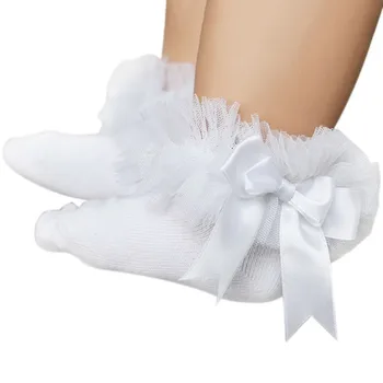 Baby Dievčatá Ponožky Batoľa Detský Bowknot Čipky Bavlnené Ponožky