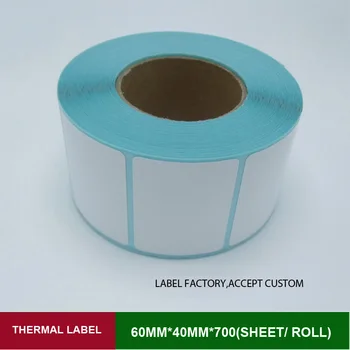 60*40 mm label nálepka 700 hárkov roll tepelnej lepiaci papier pre tepelné tlačiarne čiarových kódov dodanie prispôsobeného objednávky a tlač loga
