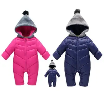 Novorodenca zimné Remienky deti snowsuit hrubé dlhým rukávom s Kapucňou Jumpsuit Dieťa, dievča, chlapec, Potápačské Deti vrchné oblečenie oblečenie