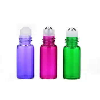 3ml Malé valca loptu Sklo éterické oleje roll-on fľaše naplniteľné parfum deodorant ampulky s Plastovým vekom LX2890