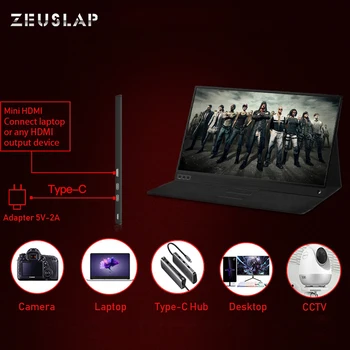 Slim 15.6 palcov prenosný film displej pre notebook,mobilný telefón,xbox jeden,prepínač,herný prenosný monitor pc