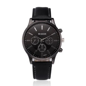 MIGEER top značky luxusné pánske hodinky Vysokej kvality Quartz Muž hodiny hodinky Muž športový Kožený pásik, Analógový Zliatiny Náramkové hodinky A3