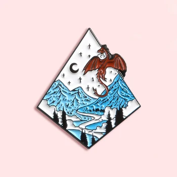 D20 Hra Metal Smalt Odznak Moonlight Dragon Sneh Na Horských Brošňa Tvorivé Dobrodružstvo Pin Trendy Klope Šperky, Darček Pre Priateľov