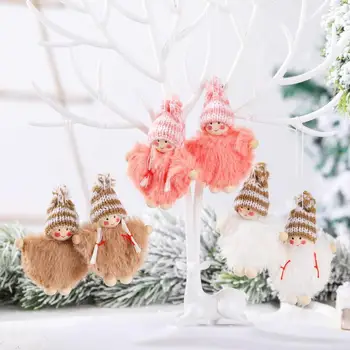 Vianočné ozdoby tvorivé drevená vlna klobúk chlapec dievča plášť vyhovovali bábika vianočný stromček prívesok christmas elf vianočné darčeky