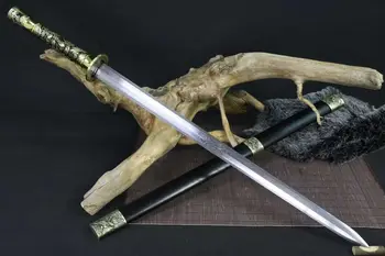 Ručné Čínsky Ostré Zložené Damasku 1060 Octa Uhlíkovej Ocele Kung Fu Meč Wushu Jian Full Tang Môže Znížiť Bambusu