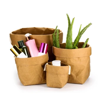Umývateľný Kraft Papier Taška Multifunkčné Visí Úložný Box Záhradné Kvetináče Domov Úložný Kontajner Opotrebovaniu Skladovanie Tašky