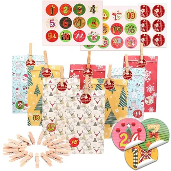 Vianočný Adventný Kalendár Papier Taška Dekorácie Vianočné Závesné Ozdoby Domova Šťastný Nový Rok 2020 Deti Vianoce