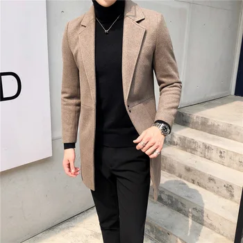 Han kabát edition mladý pohľadný muž na jeseň a zimu populárne nové rekreačné prach, srsť pánske oblečenie