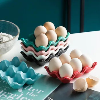 Vajcia zásobník keramické šesť mriežky obdĺžnikový vajcia mriežky kuchyňa chladnička domácnosti úložný box