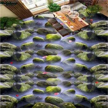 Beibehang Veľkú zákazku podlahy krásne rieky kameň moss rose petal kúpeľňa 3d poschodí jemné dekoratívne maľby