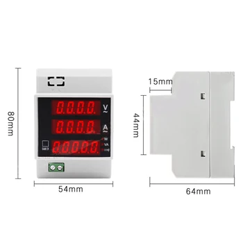 Praktické multifunkčné Din lištu Energie Meter Ammeter Voltmeter Multi-funkčné, Pohodlné Power Meter s LED Displejom