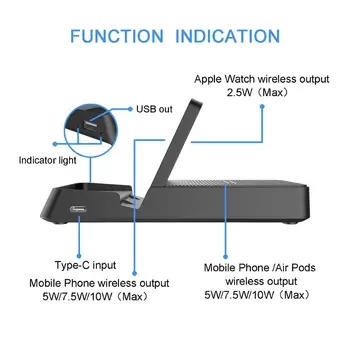 3 v 1 Skladacia Nabíjací Dok Rýchlo, Bezdrôtová Nabíjačka pre iWatch,iPhone 12 Pro Max,Apple Hodinky AirPods Pro Stojan na Bezdrôtové Nabíjanie