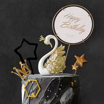 Swan Cake Decoration pozlátené Striebro-á Koruny Swan Dekorácie Tvorivé Pearl Cake Decoration Romantické Svadobné Dekorácie