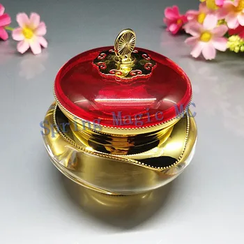 Nové 30g Červená Koruna tvar Akryl Gold Cream jar pre kozmetiku,Prázdne kozmetické Poháre Plastové Gold Cream kontajner Kozmetické fľašu