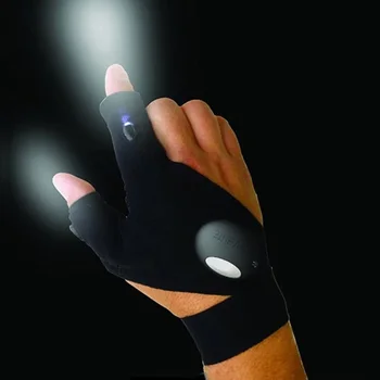 Pol prsta Rukavice LED Svietiace Baterka Multifunkčné Rukavice Pre Outdoorové Športy, Kempovanie A Údržba