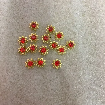 10 ks/taška na Nechty Zliatiny Šperky Golde Red Diamond Luk Gem Drahokamu Umenie GlitterAcessorios 3D Nail Art Decoration Jois Nástroje NIE.40
