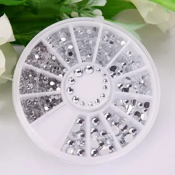 400Pcs Nechtov Kamienkami Zmiešané Strieborné Koleso Diamond tvary 1,5 mm/2 mm/3 mm/4 mm 3D Dekorácie Nechtov UV Gel Akryl Nail Art Decor