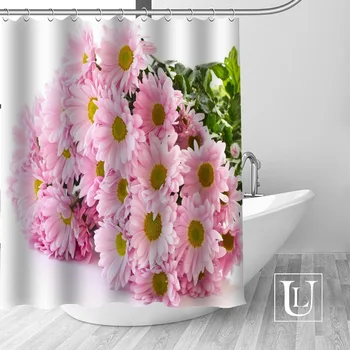 Nový príchod Modernej Vlastné ružový kvet Textílie Polyester Sprchový Záves Vysoko Kvalitný Umývateľný Vaňa Dekor Nepremokavé Populárne