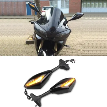 1 pár Black Motocykel Predné Zadné LED Zase Signál Integrované Zrkadlá Vľavo, Vpravo Strane 3 LED Motocykel Zrkadlo Príslušenstvo
