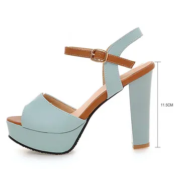 Fanyuan Predaj Žien Super Vysokým Podpätkom Sandál Nové Letné Sandále na Platforme Zmiešané farby Strany Päty Čerpadlá Sexy Členok Popruh Sandále
