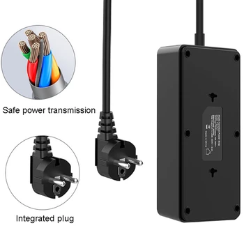 Elektrické Zásuvky Domácej Zásuvky 6 prepäťovú ochranu Viacerých Rozšírenie sieťovej Zásuvky so 4 USB Port, Plug EÚ