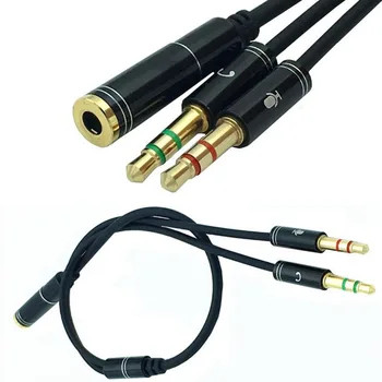 FFYY-AUX 3,5 mm Audio Mic Splitter Kábel Žena na 2 Samec konektor pre Slúchadlá a Mikrofón, Adaptér