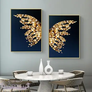 Abstrakt Motýlích Krídel Maliarske Plátno Krásne Gold Crystal Lampa Plagát Na Stenu Umenie Obrázok Minimalistický Moderné Domáce Dekorácie