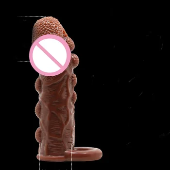 Opakované použitie Kondómu Realistický Penis Rukáv s Penis Krúžok Kohút zväčšovacieho prístroja Penis Extender Dospelých Čase Oneskorenia, Sexuálne Hračky pre Mužov Muž