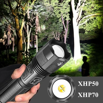 XHP50 XHP70 Baterky Baterky Teleskopická Zoom USB Nabíjateľné Výkon Displej Vonkajšie Silné Osvetlenie Nepremokavé 18650 Batérie