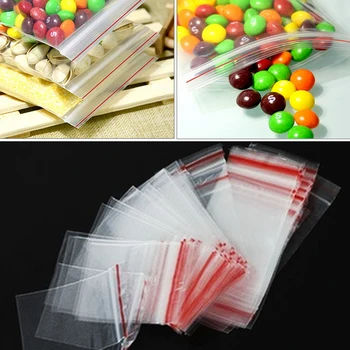 Skladovanie potravín tašky, šperky ziplock reclosable 4*6typ PE transparentné poly tašky