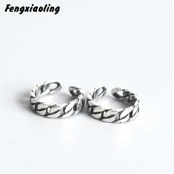 Fengxiaoling 925 Sterling Silver Retro Tkané Štruktúry Klip Na Náušnice Pre Ženy Kórejský Náušnice 2020 Earings Módne Šperky