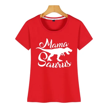 Topy T Shirt Ženy Mama Saurus Zodpovedajúce Dinosaura Rodinné Darčeky Dámske Voľné Fit Kawaii Nápisy Bavlna Žena Tričko
