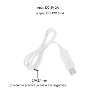 1m Biely Univerzálny 90 Stupňov USB 5V Na 12V 5.5x2.1mm Krok, Adaptér, Kábel pre WiFi Router Reproduktor, LED Fotoaparátu a viac