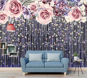 Xuesu Vlastnú tapetu 3D photo stenu romantický jednoduché pastoračnej štýl kvet, ručne maľované pozadia stenu, dekorácie, maliarstvo,