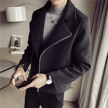 2019 windbreaker pánske zimné nové kórejská verzia trend vlnené kabát pekný študent black klope vlnené kabát