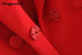 Jar Oblek, Sako Ženy Dvojité Breasted Tenký Dlhý Rukáv Saka Vrchné Oblečenie Mujer Vianoce Príležitostné Black Red Sako Dámske