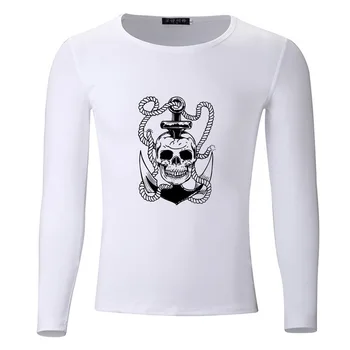 Pirate Skull Vlajka Veľká Veľkosť Študentov Jar Jeseň T-Shirt Long Sleeve Muži Ženy Chlapci Dievčatá T Shirt Deti Tshirt