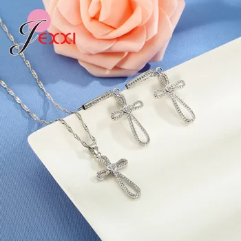 Moderný Cross Páse s nástrojmi v Tvare Šperkov Sady Pre Ženy s CZ Zirkónmi Náušnice/Prívesok/Náhrdelník Šperky Sady