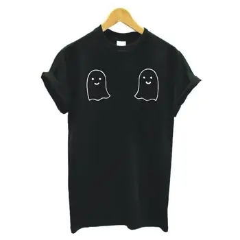 Zábavné, Roztomilé Ghost Kozy Halloween Tlač Ženy Tričko Krátky Rukáv Bežné Tričko Tee Tričko Femme Harajuku T Shirt Ženy Topy