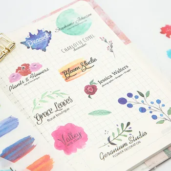 Nové 6Pcs Farebných Akvarelových Denník, Zápisník Dekorácie Papiernictvo Nálepky, Lepiace DIY Plavidlá Štítok Počiatočné Srdce Nálepky