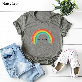 S-5XL Ženy Plus Veľkosť T-tričko bavlna Módne Rainbow Print T Shirt O Krk Krátky Rukáv Tees Letné Oblečenie pre Ženy Tričko