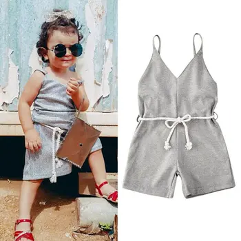 NÁS Batoľa Detský Baby Dievčatá Oblečenie Bling Romper Jumpsuit Letné Oblečenie Sunsuit 1-5T