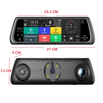 4G Android 5.1 Auta DVR 10 Palcový Dotykový Dash Cam Auto Spätné Zrkadlo Dash Fotoaparát, Dual Objektívom ADAS GPS Navigácie Wifi Nahrávač