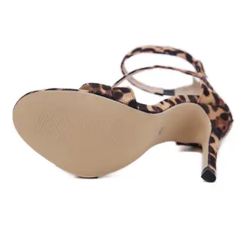 ELVIRAS Módne leopard dámy sandále strany, svadobné topánky, dámske topánky na vysokom podpätku sandále s remienkami sexy dámy vysoké podpätky